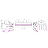Ensemble de canapés 3 pcs avec coussins Rouge bordeaux Velours
