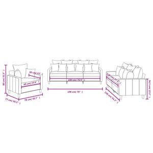 Ensemble de canapés 3 pcs avec coussins Marron Velours