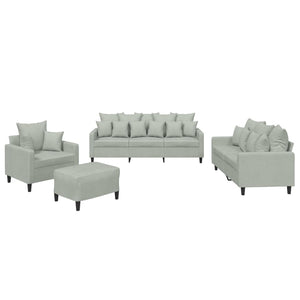 Ensemble de canapés 4 pcs avec coussins Gris clair Velours
