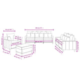 Ensemble de canapés 4 pcs avec coussins Gris clair Velours