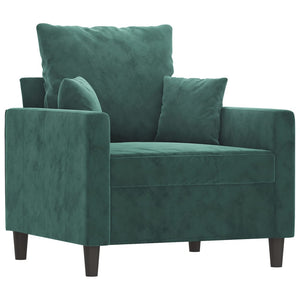 Ensemble de canapés 4 pcs avec coussins Vert foncé Velours