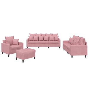 Ensemble de canapés 4 pcs avec coussins Rose Velours