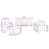 Ensemble de canapés 4 pcs avec coussins Rouge bordeaux Velours