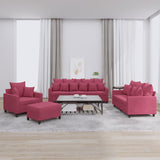 Ensemble de canapés 4 pcs avec coussins Rouge bordeaux Velours