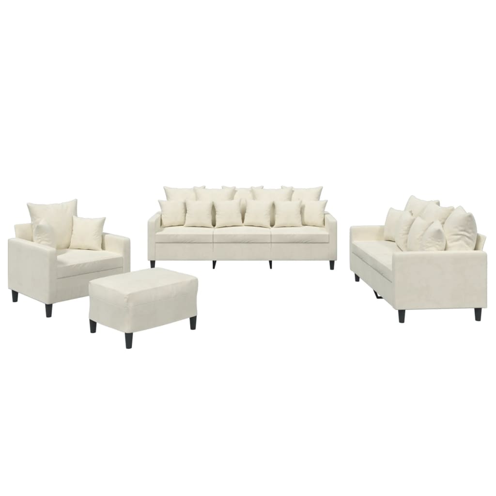 Ensemble de canapés 4 pcs avec coussins Crème Velours