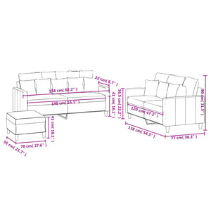 Ensemble de canapés 3 pcs avec coussins Gris foncé Velours