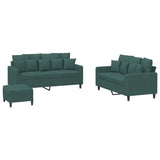 Ensemble de canapés 3 pcs avec coussins Vert foncé Velours