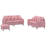Ensemble de canapés 3 pcs avec coussins Rose Velours