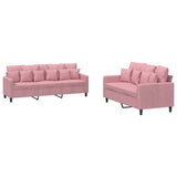 Ensemble de canapés 2 pcs avec coussins Rose Velours