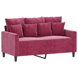Ensemble de canapés 2 pcs avec coussins Rouge bordeaux Velours