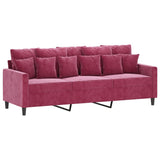 Ensemble de canapés 2 pcs avec coussins Rouge bordeaux Velours