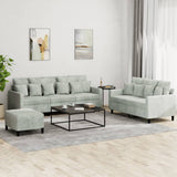 Ensemble de canapés 3 pcs avec coussins Gris clair Velours