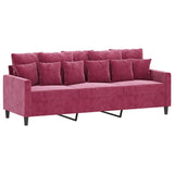 Ensemble de canapés 3 pcs avec coussins Rouge bordeaux Velours