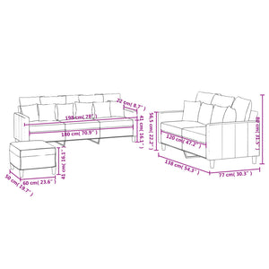 Ensemble de canapés 3 pcs avec coussins Rouge bordeaux Velours