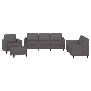 Ensemble de canapés 4 pcs avec coussins Gris Similicuir