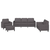 Ensemble de canapés 4 pcs avec coussins Gris Similicuir