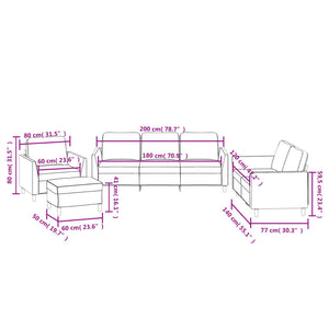 Ensemble de canapés 4 pcs avec coussins Gris Similicuir