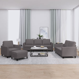 Ensemble de canapés 4 pcs avec coussins Gris Similicuir