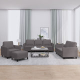 Ensemble de canapés 4 pcs avec coussins Gris Similicuir