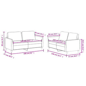 Ensemble de canapés 2 pcs avec coussins Noir Similicuir