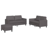 Ensemble de canapés 3 pcs avec coussins Gris Similicuir