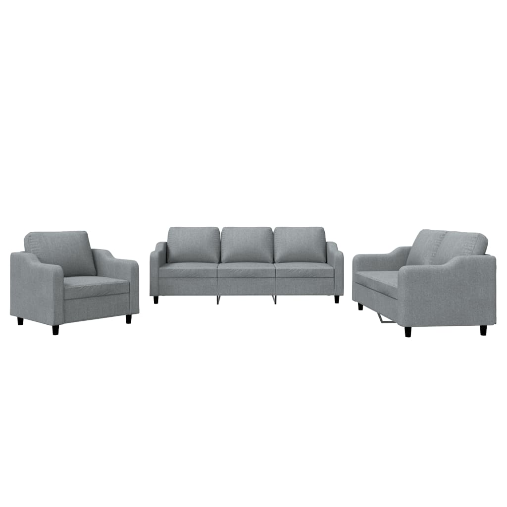 Ensemble de canapés 3 pcs avec coussins Gris clair Tissu