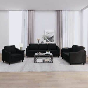 Ensemble de canapés 3 pcs avec coussins Noir Tissu