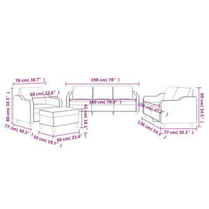 Ensemble de canapés 4 pcs avec coussins Gris foncé Tissu