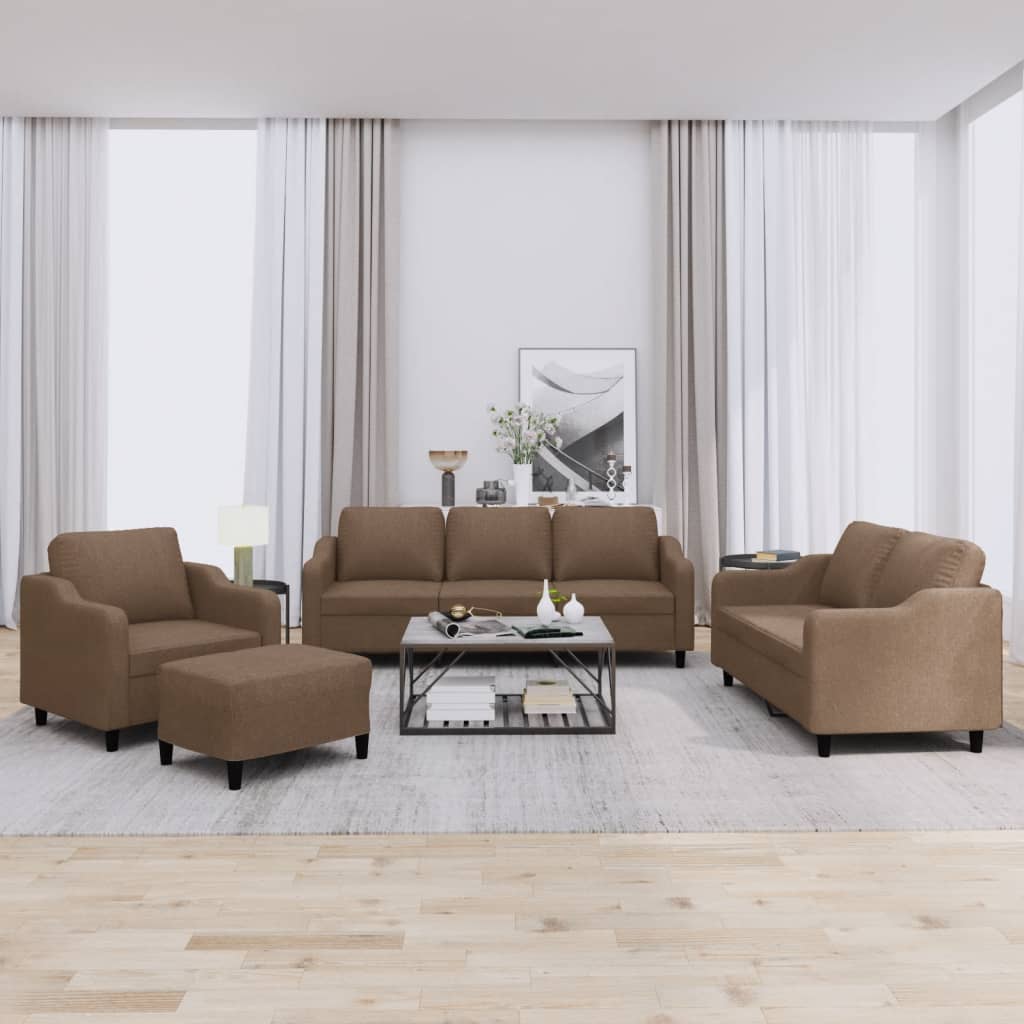 Ensemble de canapés 4 pcs avec coussins Marron Tissu