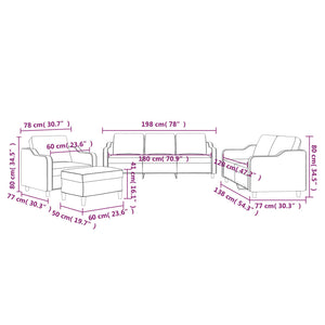 Ensemble de canapés 4 pcs avec coussins Rouge bordeaux Tissu