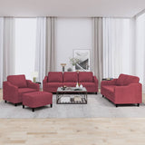 Ensemble de canapés 4 pcs avec coussins Rouge bordeaux Tissu