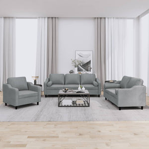 Ensemble de canapés 3 pcs coussins gris clair tissu