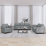Ensemble de canapés 3 pcs coussins gris clair tissu