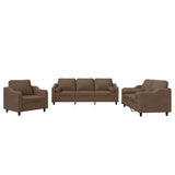 Ensemble de canapés 3 pcs avec coussins marron tissu