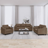 Ensemble de canapés 3 pcs avec coussins marron tissu