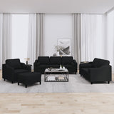 Ensemble de canapés 4 pcs avec coussins noir tissu