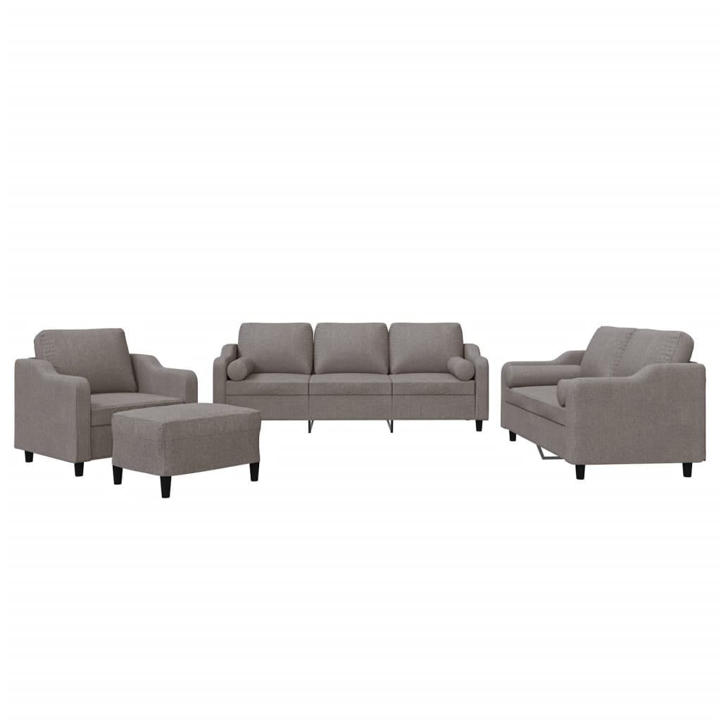 Ensemble de canapés 4 pcs avec coussins taupe tissu