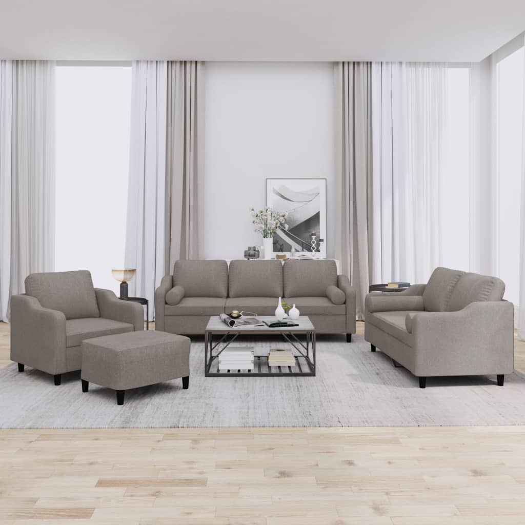Ensemble de canapés 4 pcs avec coussins taupe tissu
