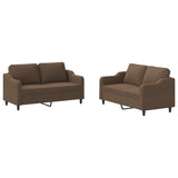 Ensemble de canapés 2 pcs avec coussins Marron Tissu
