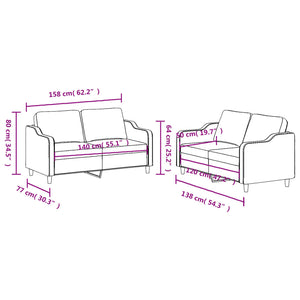 Ensemble de canapés 2 pcs avec coussins Taupe Tissu