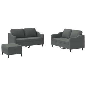 Ensemble de canapés 3 pcs avec coussins Gris foncé Tissu