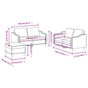 Ensemble de canapés 3 pcs avec coussins Marron Tissu
