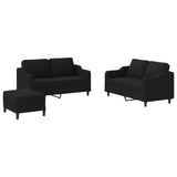 Ensemble de canapés 3 pcs avec coussins Noir Tissu