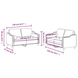 Ensemble de canapés 2 pcs avec coussins marron tissu