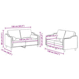 Ensemble de canapés 2 pcs avec coussins rouge bordeaux tissu