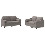Ensemble de canapés 2 pcs avec coussins taupe tissu