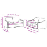 Ensemble de canapés 2 pcs avec coussins taupe tissu