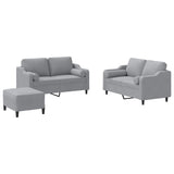 Ensemble de canapés 3 pcs coussins gris clair tissu
