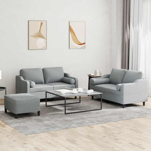 Ensemble de canapés 3 pcs coussins gris clair tissu