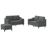 Ensemble de canapés 3 pcs coussins gris foncé tissu